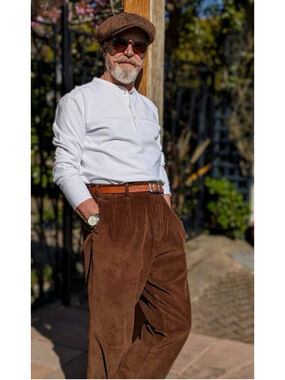 NON STOCK XL Corduroy Pants Men Pleated Casual Trousers Slacks Workwear Pant